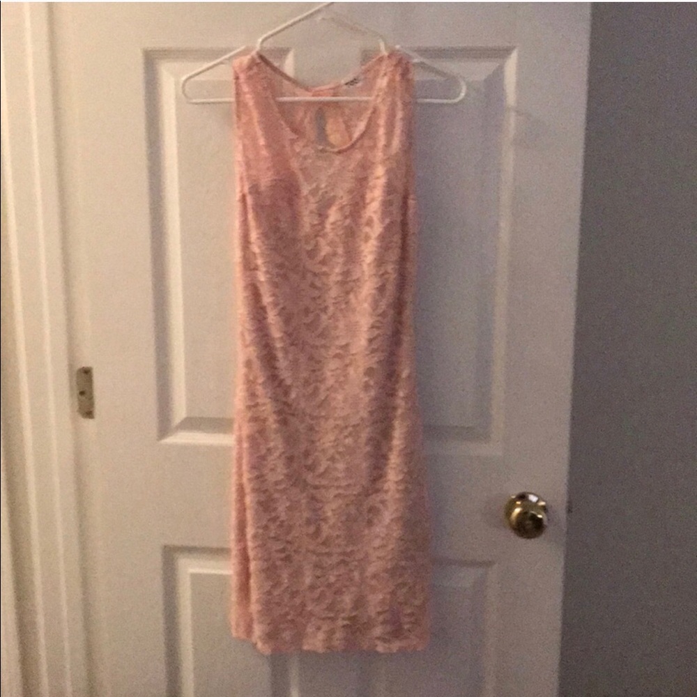 Lace overlay cocktail dress